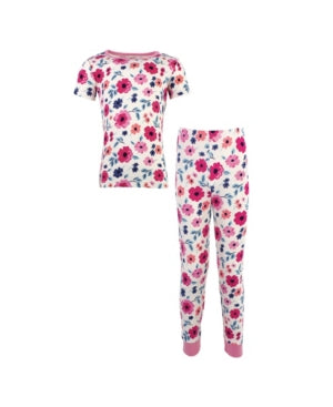 Touched By Nature Girls Cotton Pajama Set, Size 8US, Pink Floral