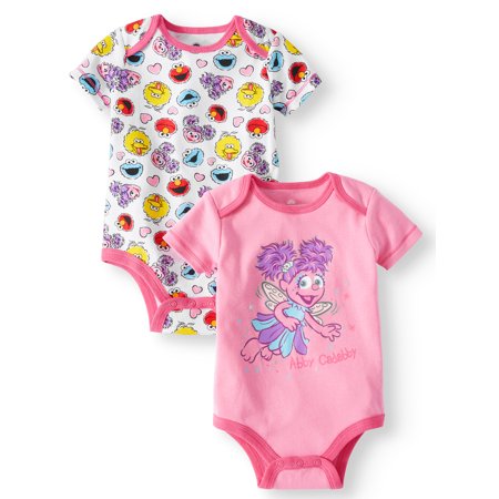 Sesame Street 2 Bodysuits for Baby Girls, Pack 6-9 months