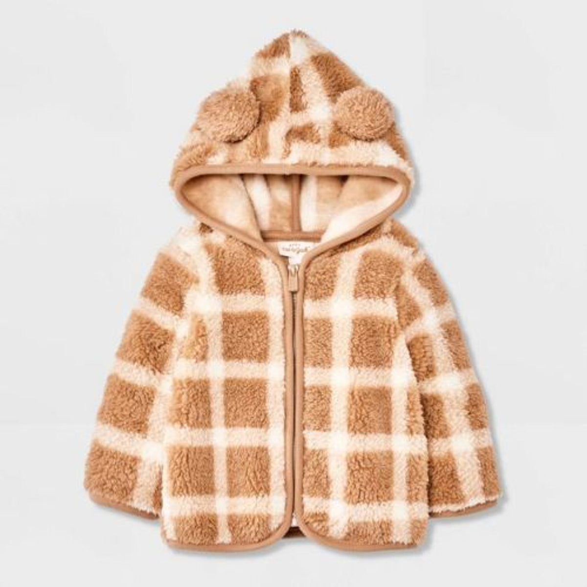 Cat & Jack Baby Plaid Faux Shearling Hooded Jacket 0-3M boys