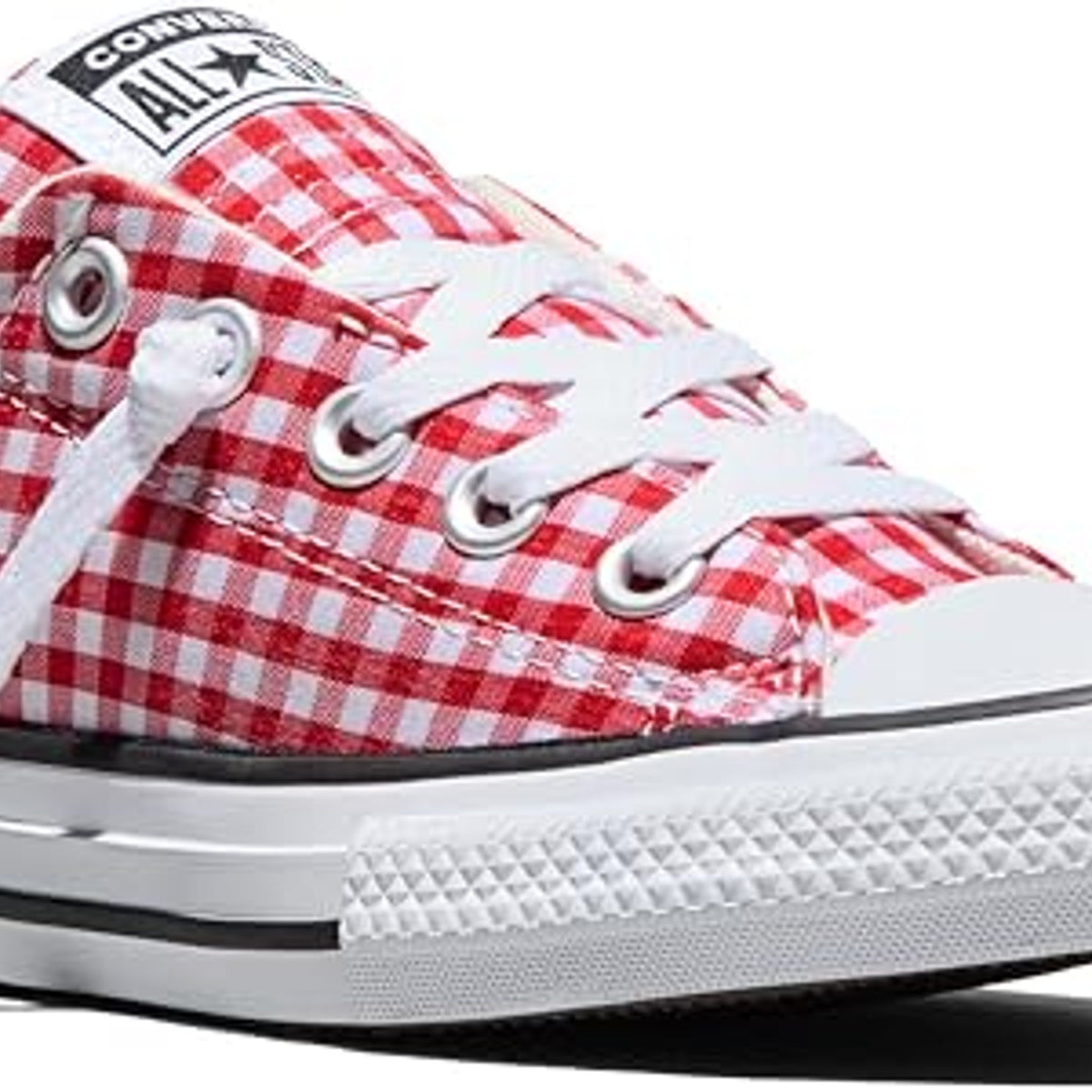 Converse Girls' Street Ox Low Top Gingham Sneakers Red 5