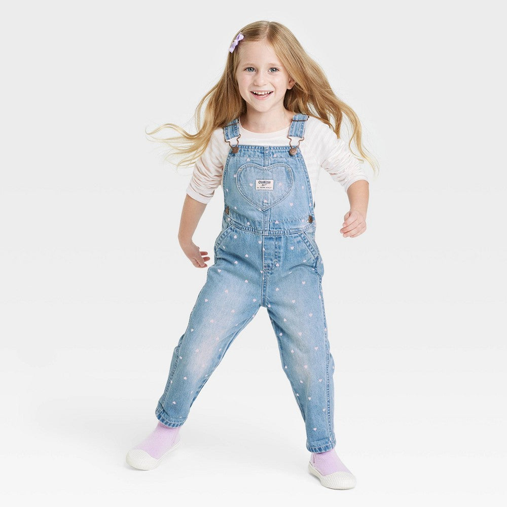 OshKosh B'gosh Heart Denim Overalls 2T - Light Blue