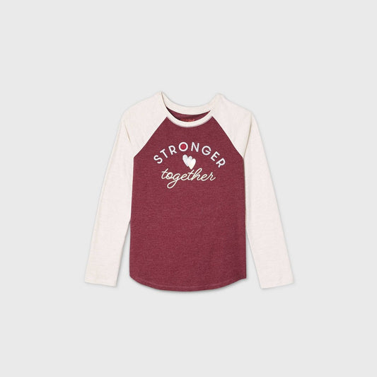 Girls' Long Sleeve 'Stronger Together' Graphic Baseball T-Shirt - Cat & Jack™