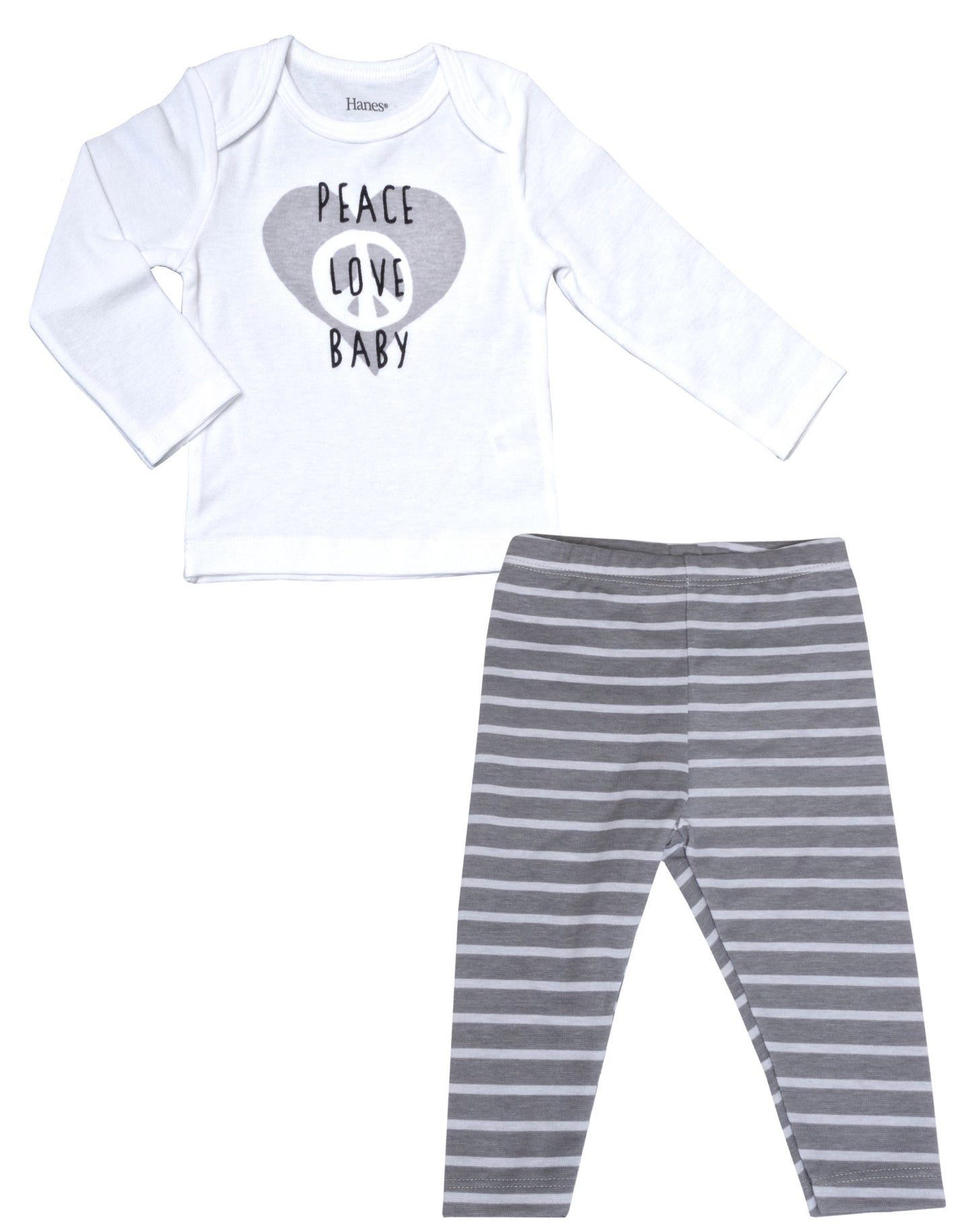 Hanes Ultimate Baby Ultimate Flexy 2-Piece Pants with Long Sleeve Crew Tee Set (Infant)