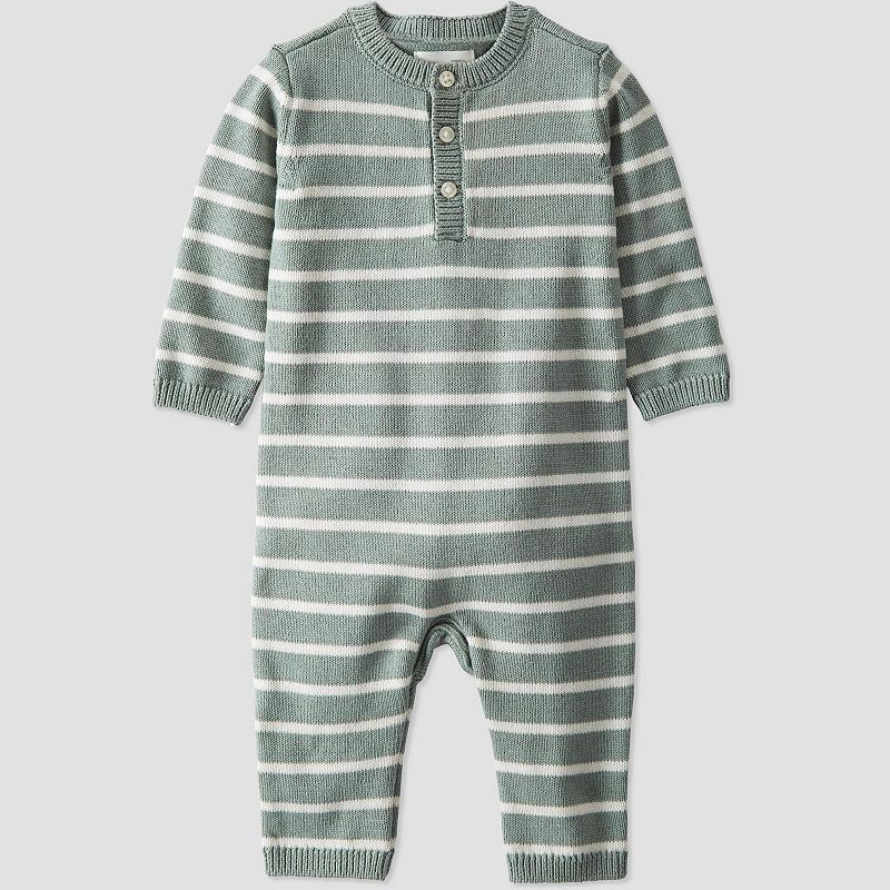 Carter's Organic Striped Jumpsuit, 6M Green Stripe boys