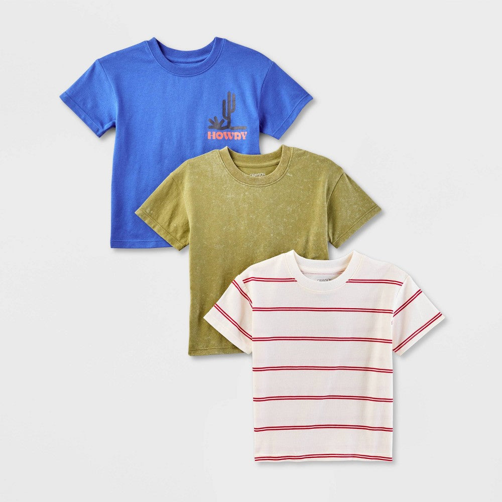 Grayson Mini Toddler Boys' 3pk Striped Graphic T-Shirt - 12M