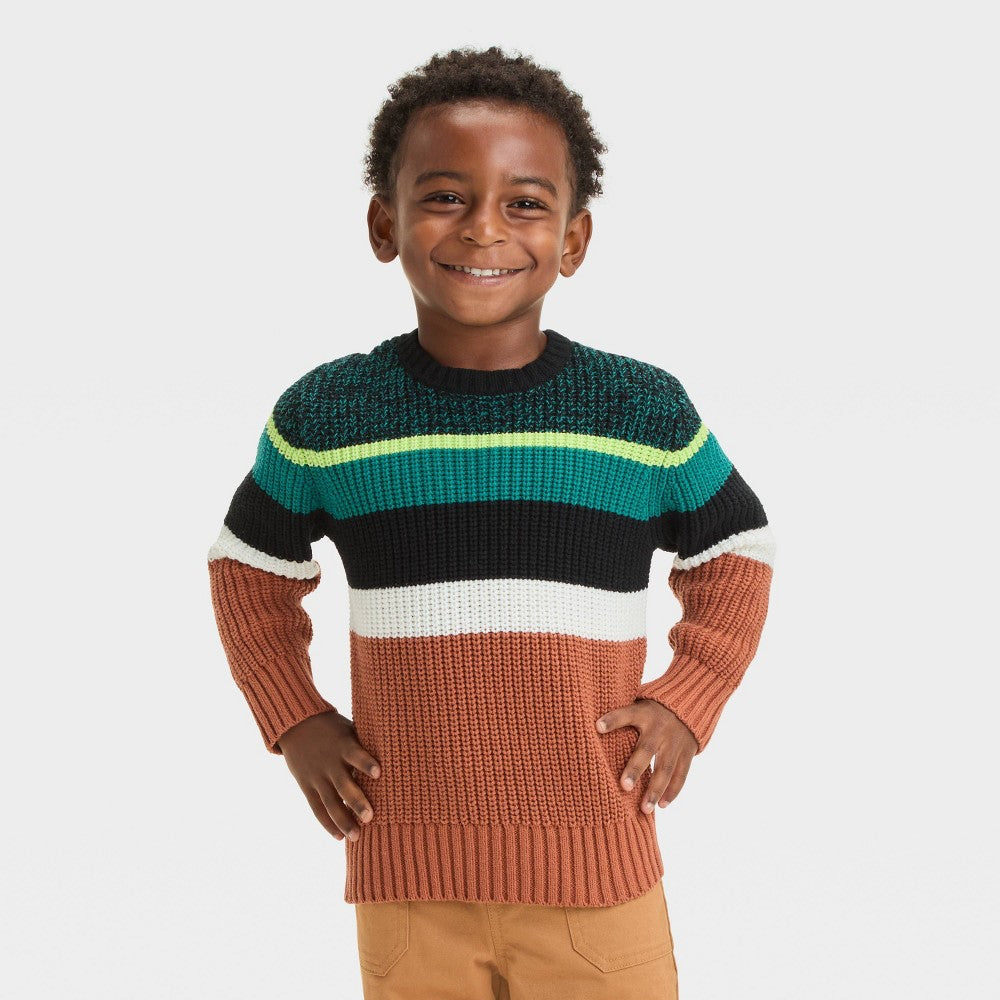 Cat & Jack Toddler Boys' Colorblock Crewneck Sweater 2T