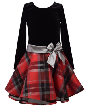 Bonnie Jean Velvet Taffeta Plaid Hipster Size 16 with Skirt girl