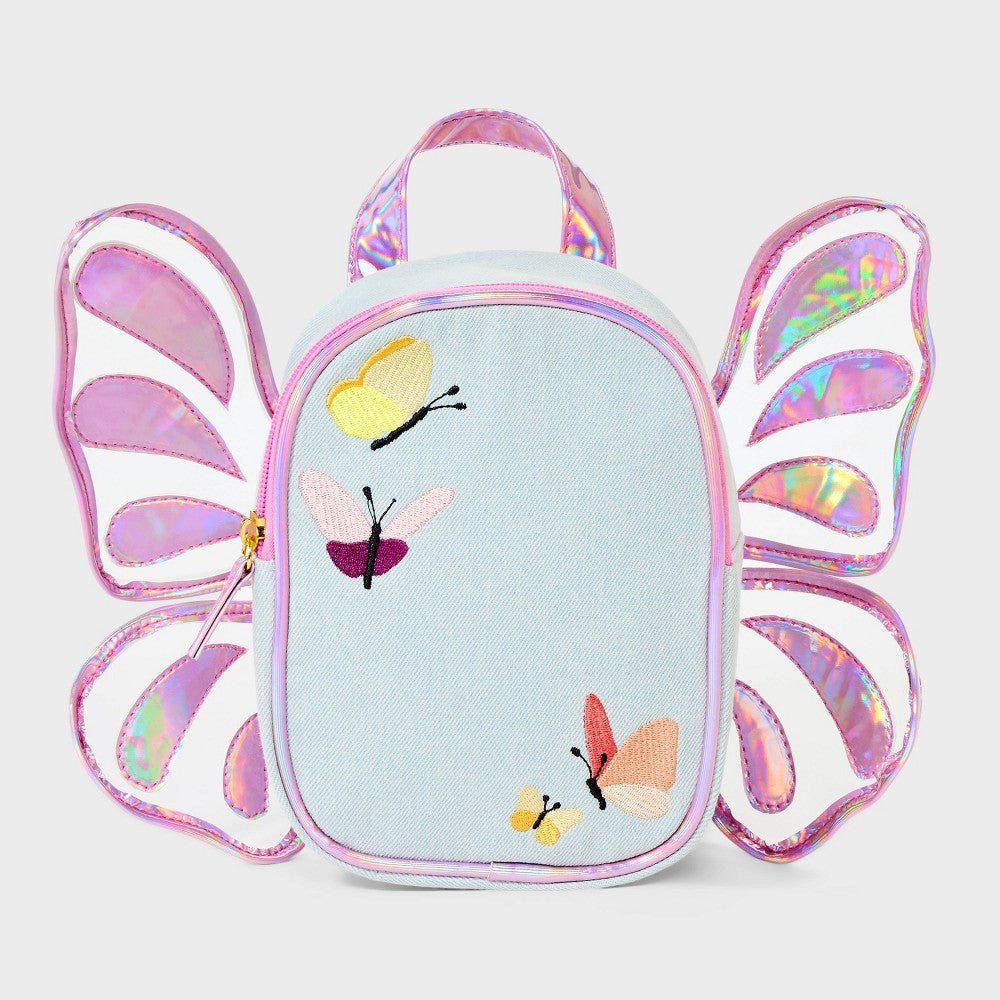 Cat & Jack Butterfly Mini Denim Backpack - Small girl