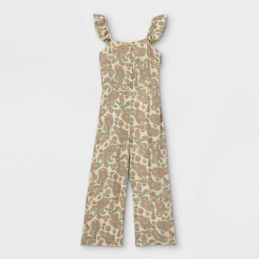 Art Class Girls' Ruffle Shoulder Sleeveless Jumpsuit, Size L