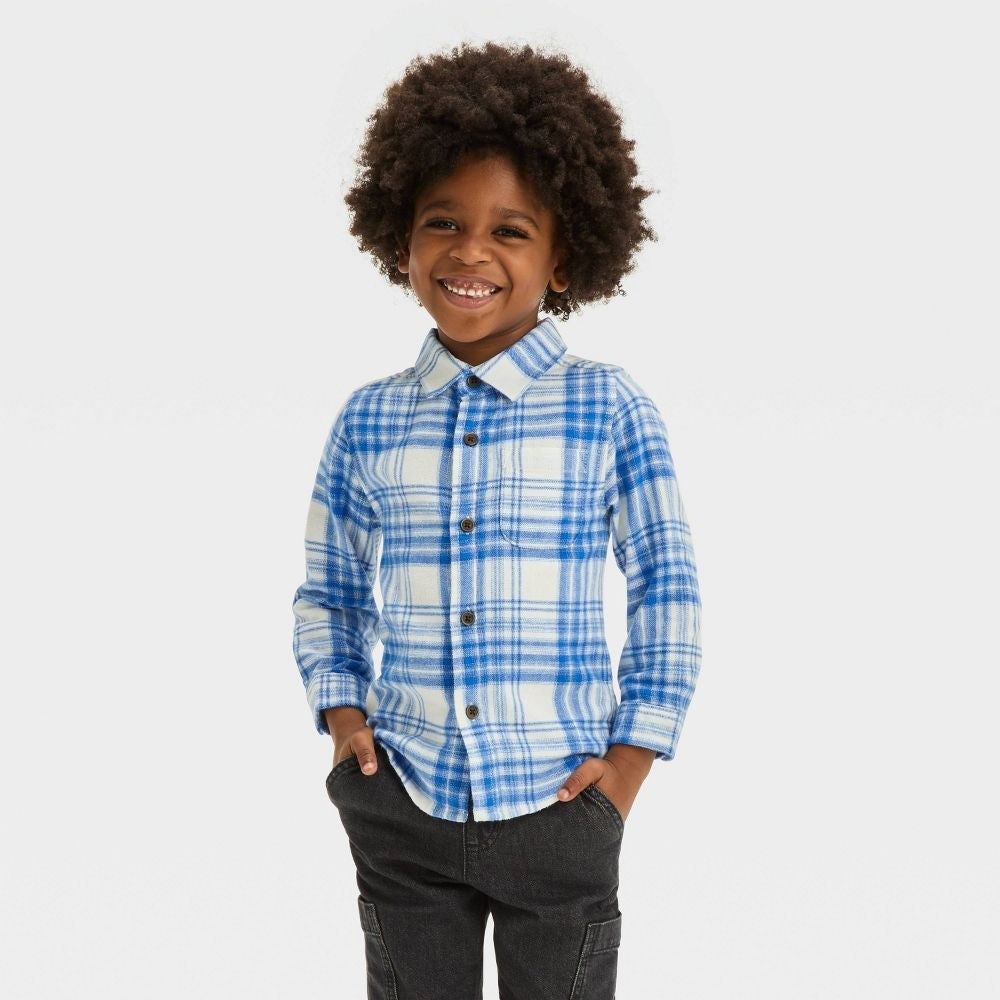 Cat & Jack Boys Flannel Shirt Blue Size 3T