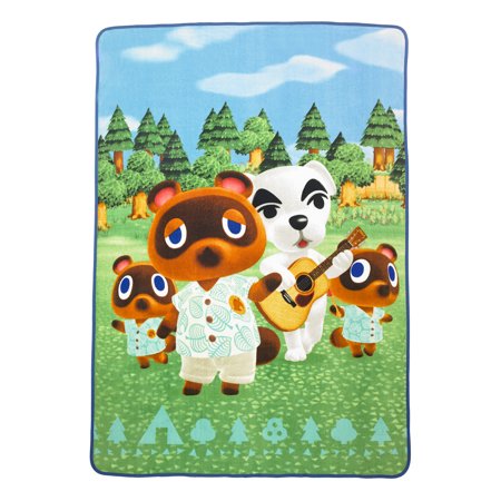 Franco Animal Crossing Fleece Blanket 62x90 Twin/Full Green