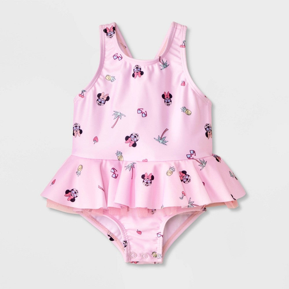 Minnie Mouse Baby Girls' Ruffle Swimsuit Pink 3M