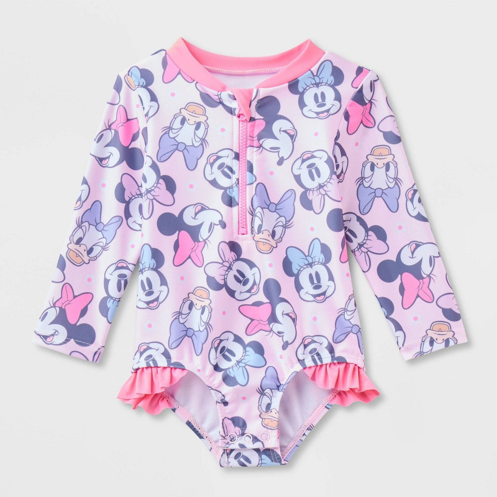 Minnie Mouse Long Sleeve Rash Guard Pink 3M girl
