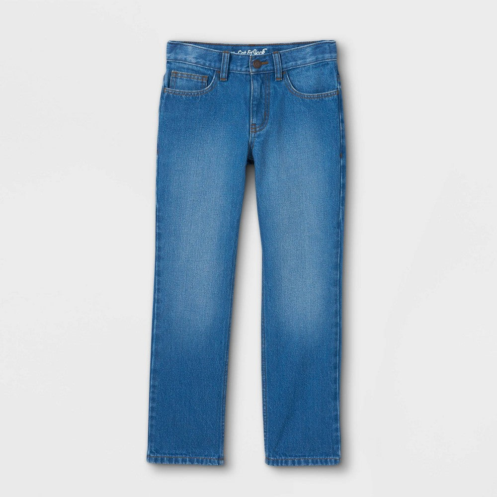 Cat & Jack Boys' Relaxed Straight Jeans Medium Wash 12 Husky