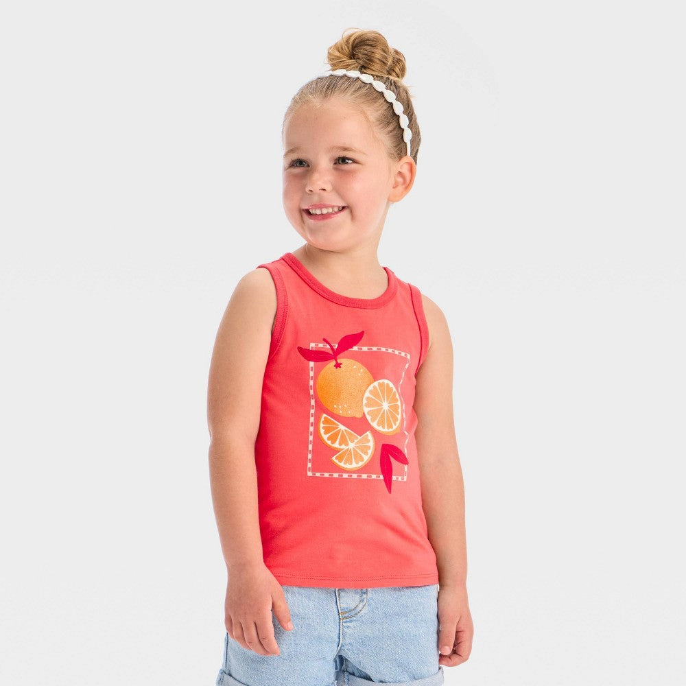 Cat & Jack Toddler Girls' Oranges Graphic Tank Top 18M