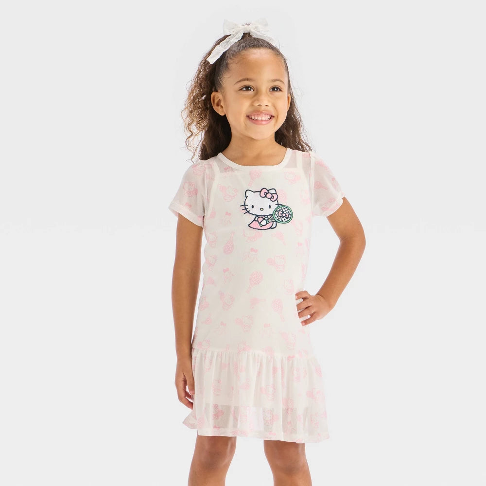 Sanrio Hello Kitty Sporty Mesh Dress Ivory, 2T