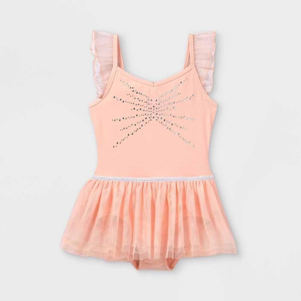 Cat & Jack Girls' Cami Leotard with Lace Skirt Pink S