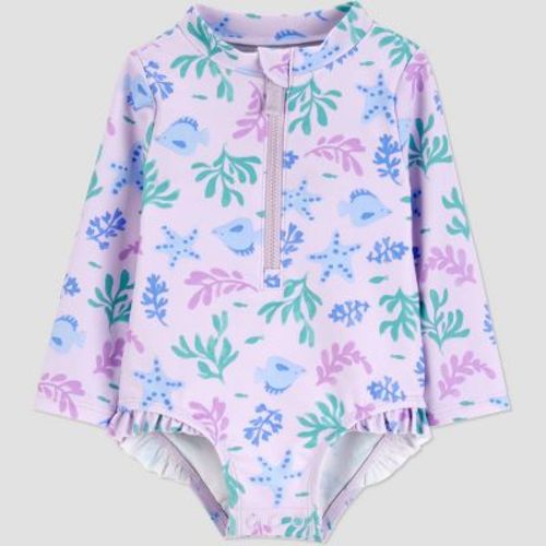 Carter's  Baby Girls' Sea Life Long Sleeve Rash Guard One Piece Swimsuit - Purple 9M