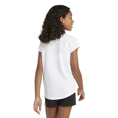 Adidas Girls Crew Neck Graphic T-Shirt, L Plus White