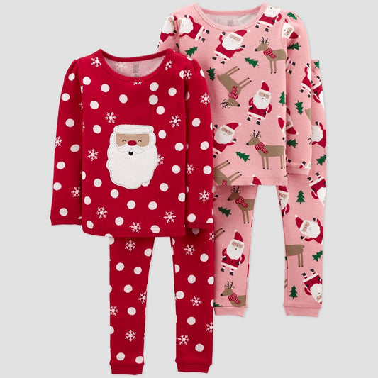 Just One You 4T Toddler Girls' 4pc Santa Pajama Set
