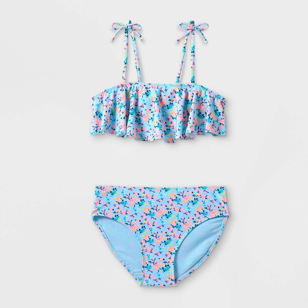 Art Class Girls' Ditsy Floral Flounce Bikini Set, Size S