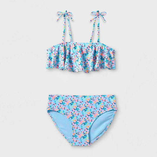 Art Class Girls' Ditsy Floral Flounce Bikini Set, Size S