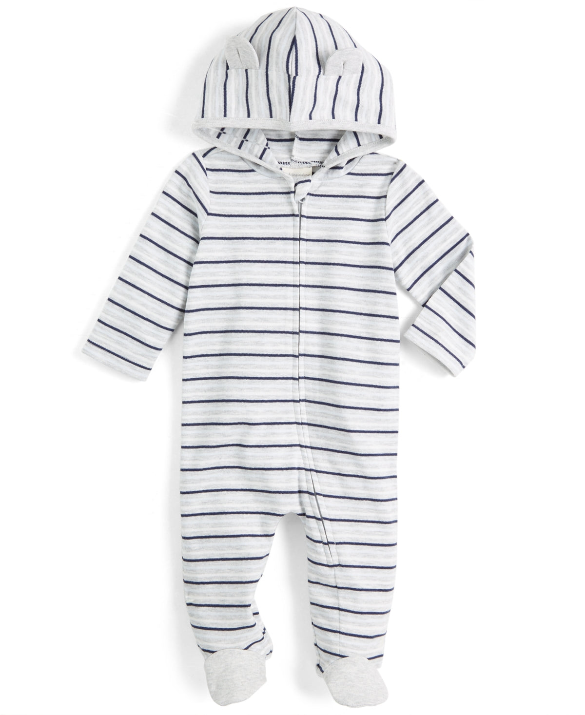 First Impressions Baby Boys Stripe Coverall - Light Grey Hthr