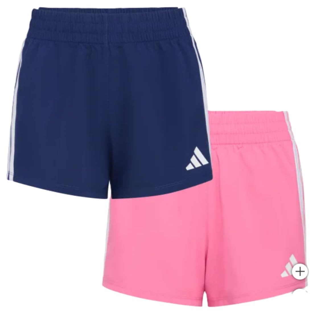 Adidas girl 3 Stripes Shorts, Blue/Pink, Size XL 2pack
