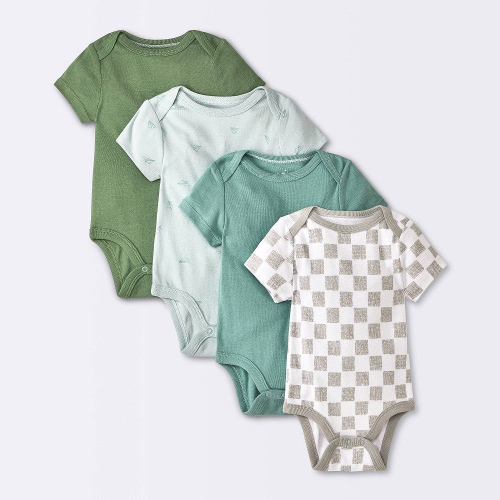 Cloud Island Cotton Bodysuits 6-9M, 4pk Blue Airplanes
