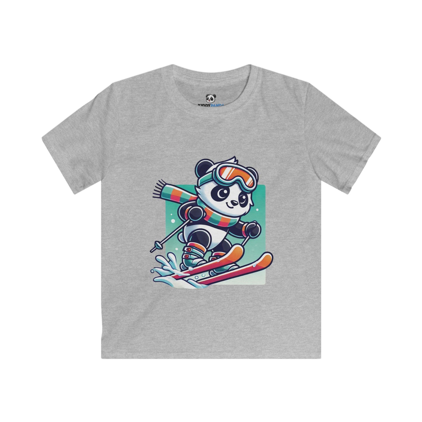 Skiing Panda Kids Softstyle T-shirt