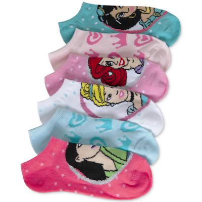 Disney Princess No Show Socks, Size 9-11,
 6-Pack girl