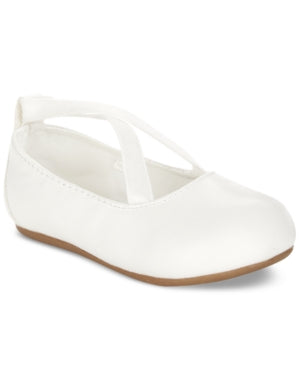 First Impressions Criss-Cross Ballet Flats for baby Girls - White 5