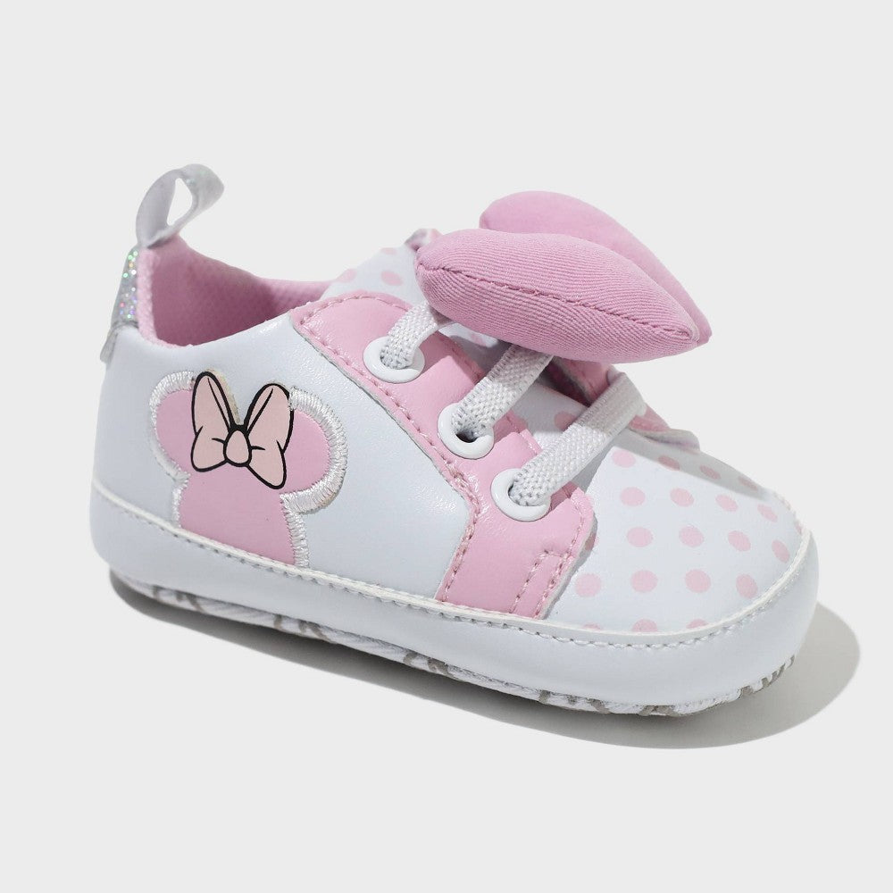 Disney Minnie Crib Sneakers White, Size Elastic Laces girl baby 3