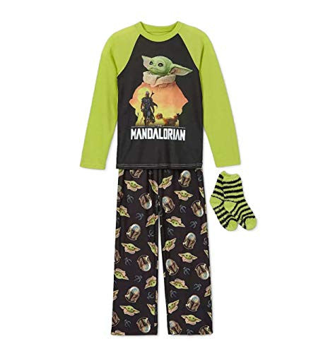 Star Wars Mandalorian Child Pajama Set with Socks - Gray L - Boy