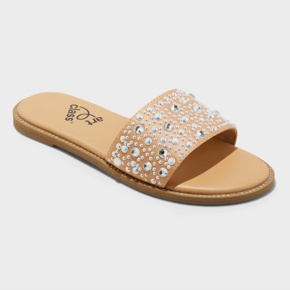 Art Class girl Embellished Slide Sandals Tan Size 13
