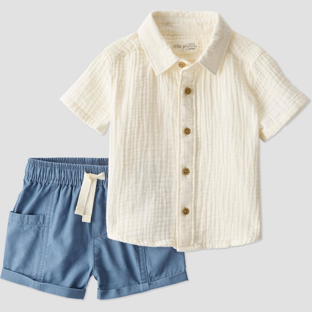 Carter's Organic Cotton Top & Pants Set, Newborn Boy's