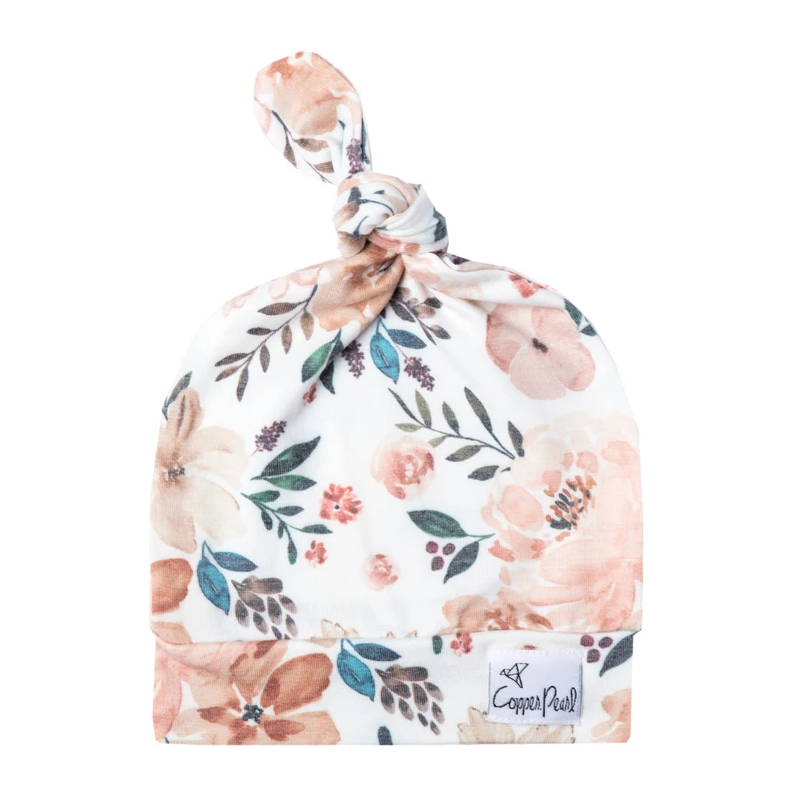 Copper Pearl Autumn Printed Top Knot Hat 0-4M girl