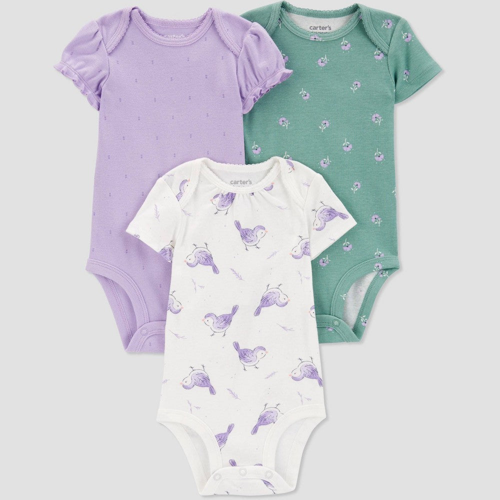 Carter's Baby Girls' Bodysuit, Purple, 3pc 12M