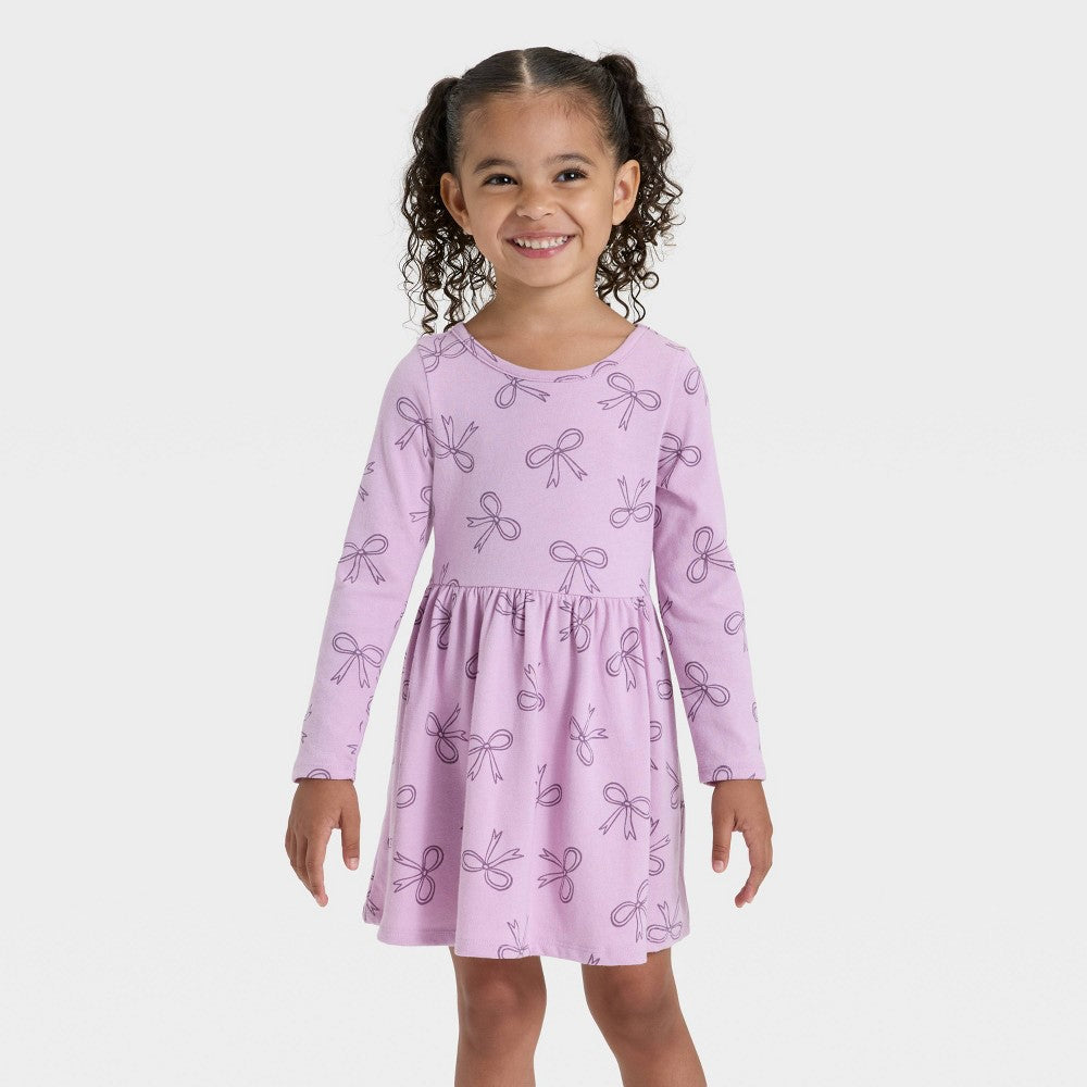 Cat & Jack Toddler Girls' Long Sleeve Dress 4T Lavender Mauve