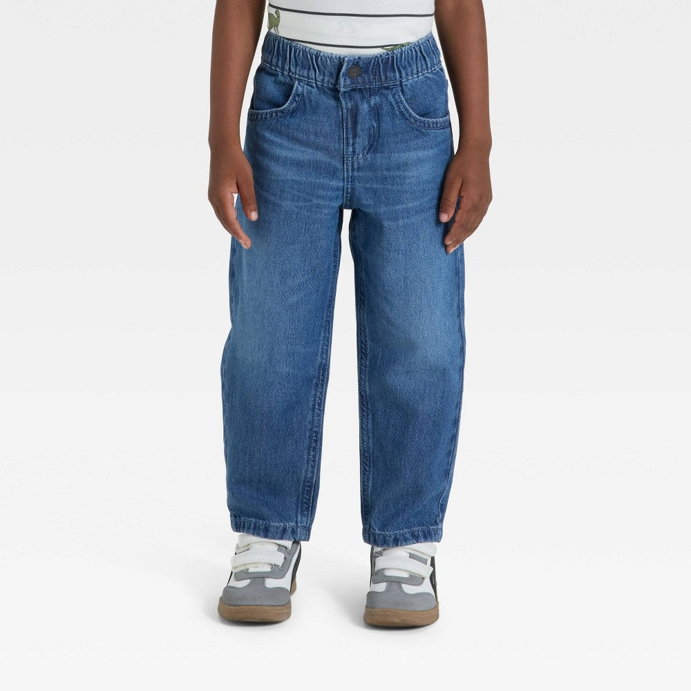 Toddler Boys' Relaxed Fit Snap Denim Pants - Cat & Jack Medium Wash 5T