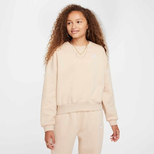 Nike Girls Sportswear Club Fleece Sweatshirt Sanddrift Large