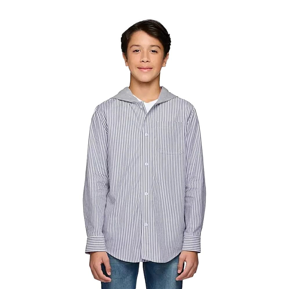 Lucky Brand Boys Hooded Button Down Shirt, XS