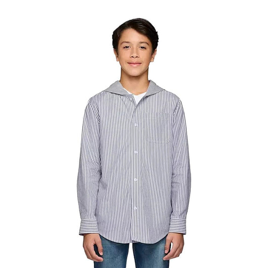 Lucky Brand Boys Hooded Button Down Shirt, XS