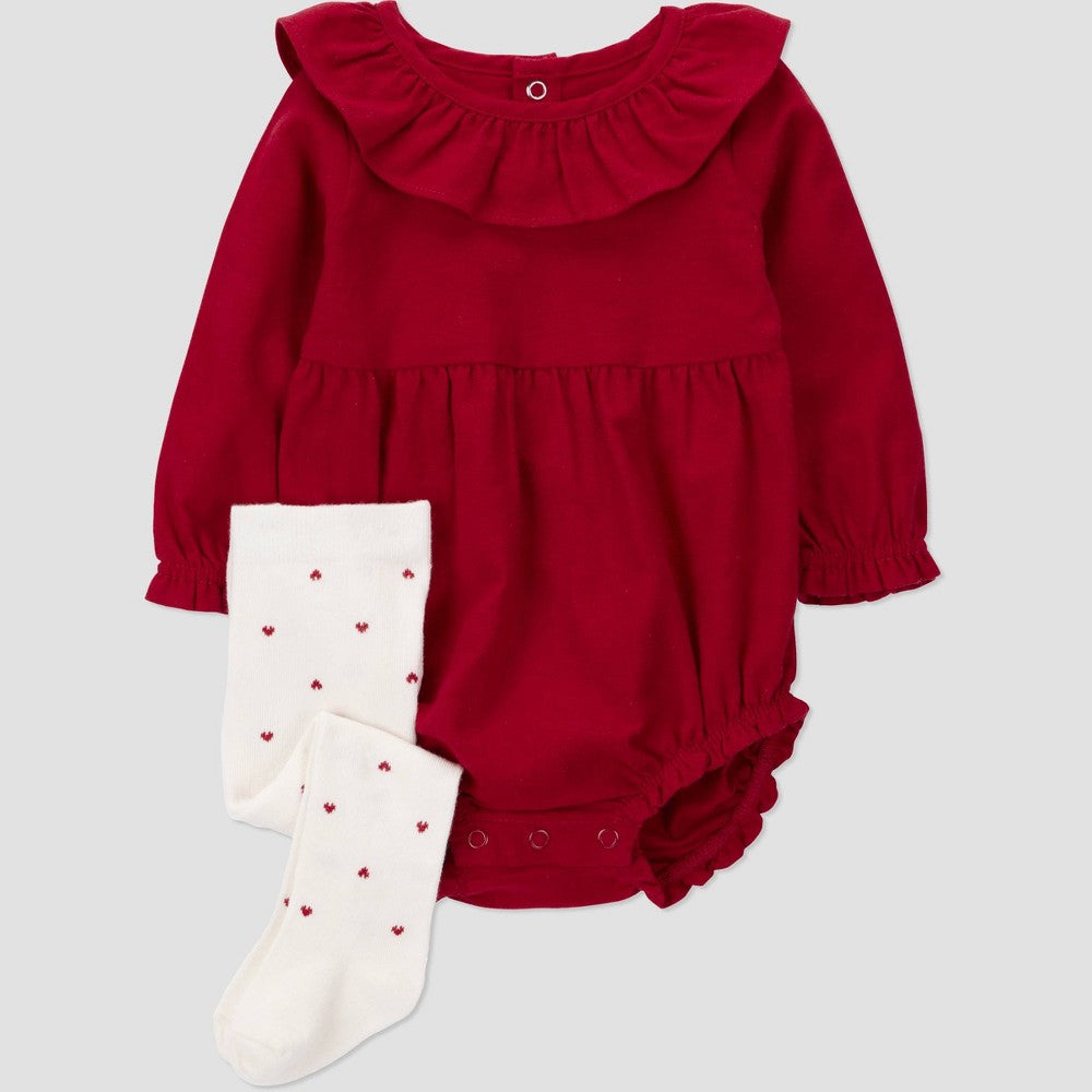 Carter's Baby Girls' 2pc Ruffle Romper - Red 6M