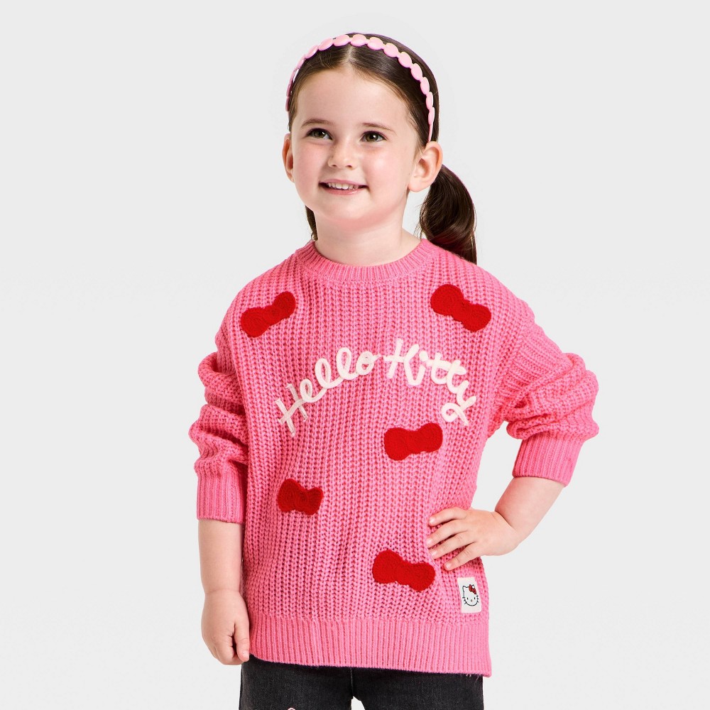 Hello Kitty Toddler Girls' Chunky Knit Sweater Pink 2T