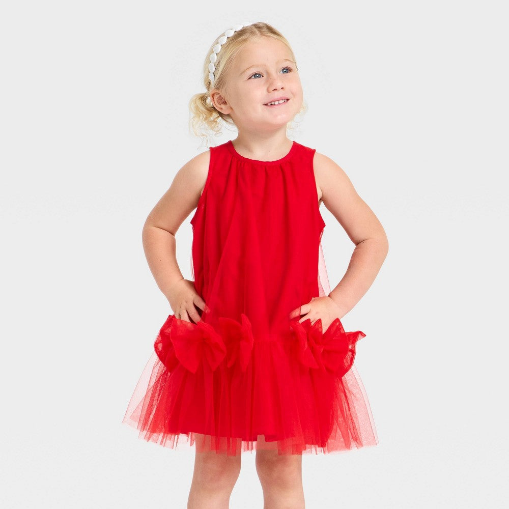 Toddler Girls' Audrey Camille Bow Tutu Dress - Red 4T
