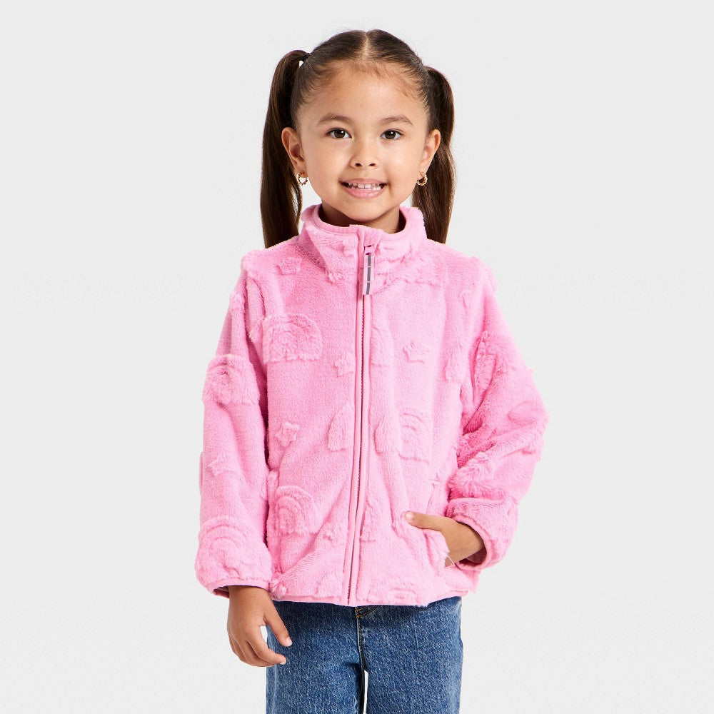 Toddler Girls' Rainbow Cozy Fleece Jacket - Cat & Jack Pink 5T