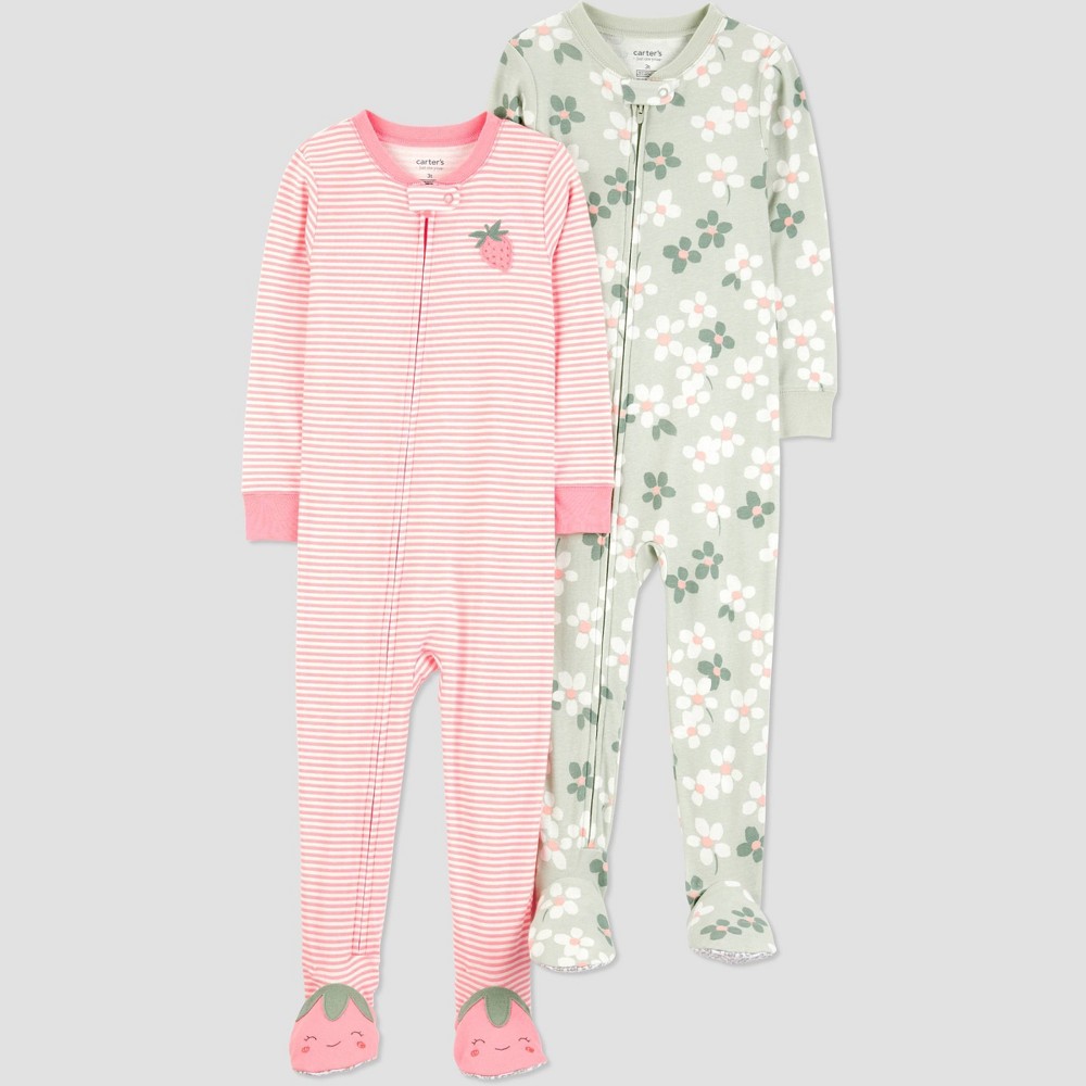 Carter's Toddler Girls' 2pk Pajama Set Floral/Striped 3T