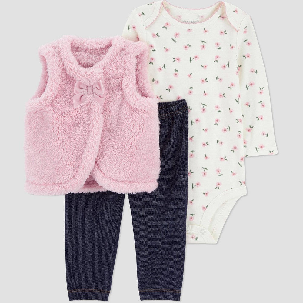 Carter's Baby Girls' 3pc Vest Set - 6M girl