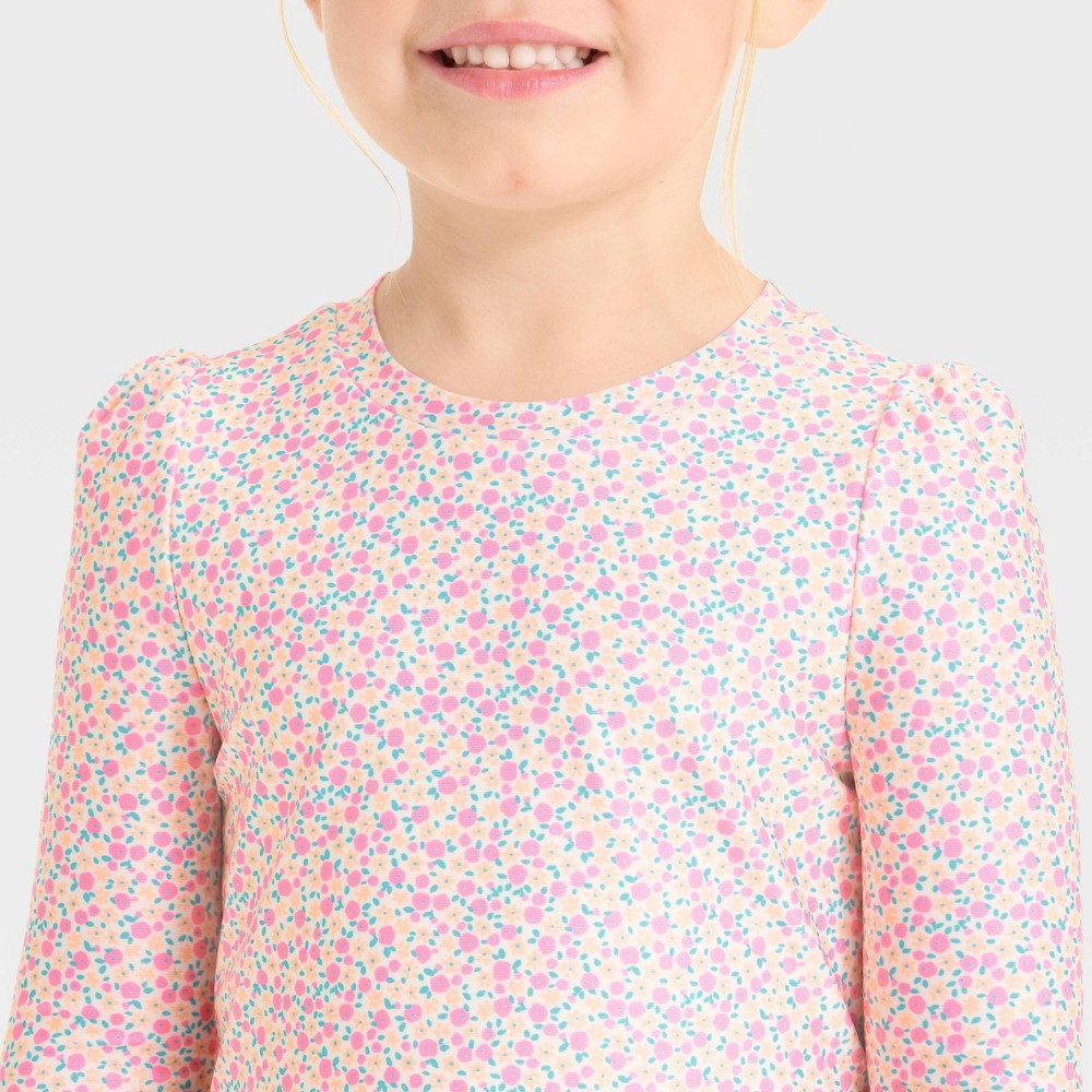 Cat & Jack Toddler Girls' 5T Pink Ruffle Rashguard Tankini Set